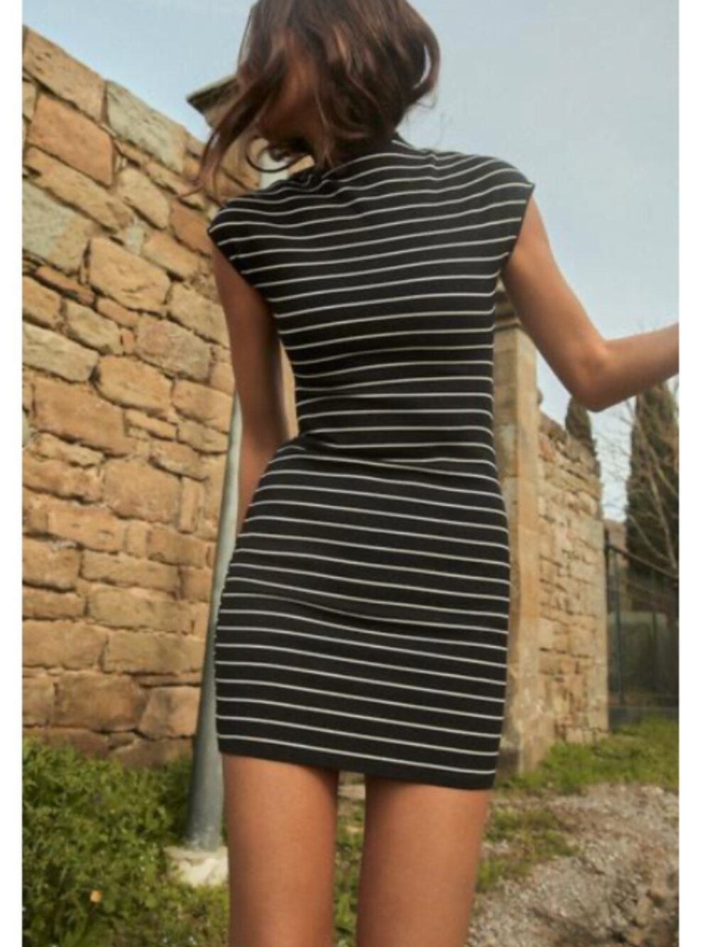 Zara Black & White Striped Knit Mini Dress — Size Small